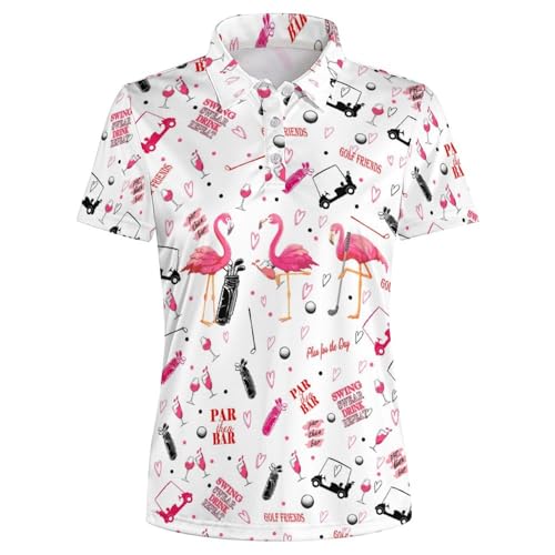 Womens Golf Shirt Flamingo Women Polo Shirts Golf Outfits for Women Golf Gifts for Golf Lover Floral Shirts for Women Golf Apparel