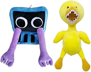 KUAKER 2 PCS Rainbow Friends Plushies- 2022 Horror Game Rainbow Friends -Rainbow Friends Toys -Rainbow Friends Plush-Stuffed Animal Plush Doll Gift for Fans (TV Freak+Yellow Duck)