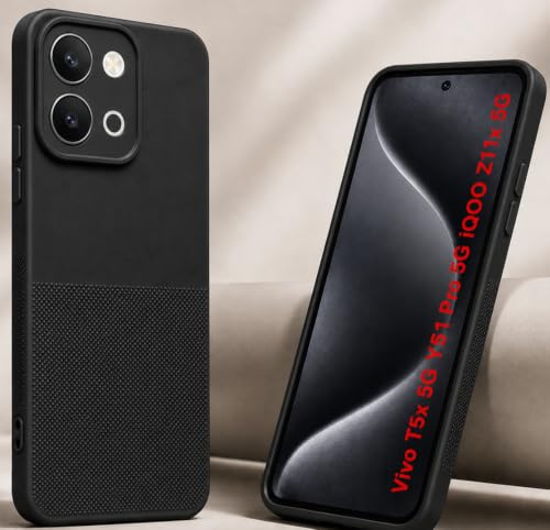 Image of Silicone Back Cover Case for Vivo T5x 5G Y51 Pro 5G iQOO Z11x 5G | Soft Micro-Fibre Lining Inside | Anti Slip Grip & Camera Protection | Shockproof Case for (Beats Black)