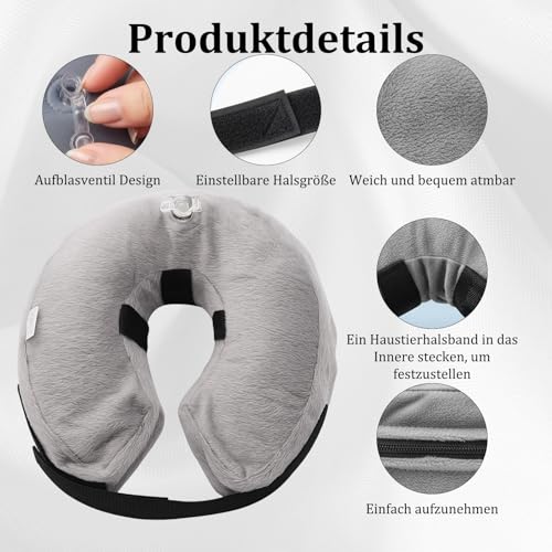 Aufblasbare Halskrause Für Hunde, Weicher Hundekragen Mit LeckSchutz, Ideal Für Hunde Jeder Größe, Einfache Handhabung Und Langlebig