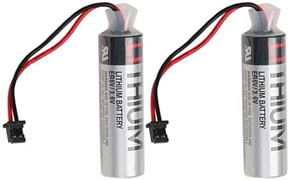ER6V/3.6V ER6VC119B ER6VC119A 3.6V PLC Battery with Plug 2pcs Battery with Black Plug