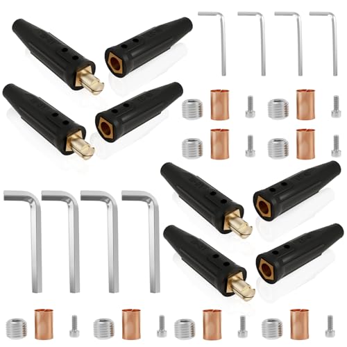 4 Set LC-40 Welding Lead Connectors Cam Design Quick Connector Welding Cable Connector Tools and Accessories 350 Amp Max Rating 1/0 and 2/0 （50-70mm²）Welding Quick Connectors Cable Size Capacity