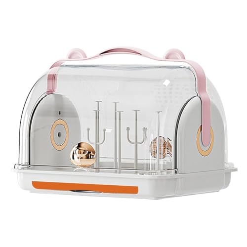 哺乳瓶乾燥ラック 哺乳瓶収納ボックス 哺乳びん乾燥機 大容量 防塵 防汚 哺乳瓶収納容器 哺乳瓶収納オーガナイザー お手入れ簡単 取り外し可能な水トレイ付き 哺乳瓶ラック 哺乳瓶専用容器 幼児ボトル収納ボック ベビー用品 (Orange)