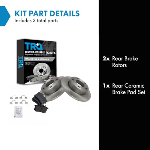 Image of TRQ Rear Brake Pad and Rotor Set Ceramic Solid Rotors 245mm Diameter | For 2002 Audi A4 Quattro 2002 S4