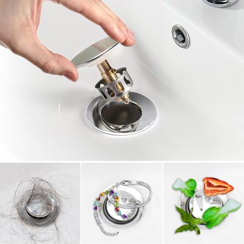 Image of Bathroom Sink Drain Kit,Flexible Expandable P-Trap Sink Drain Pipe for 1-1 /4 inch to 1-1 /2 inch Drain Hole Snappy Trap Flexible Drain Pipe with Pop Up Sink Drain Stopper (Gray)