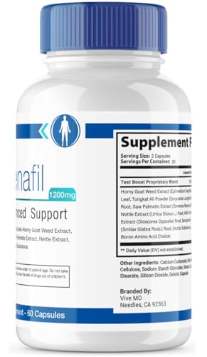 VIVE MD Zydenafil Pills for Men Advanced Formula - Zydenafil Male Pills - Zydenafil 1200mg for Maximum Strength with Tongkat Ali, Saw Palmetto, Horny Goat Weed Reviews (60 Capsules)