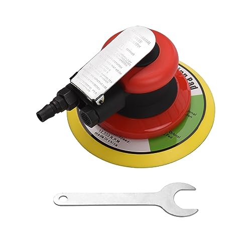 JVDDI Lijadora Orbital neumática, Amoladora de Aire, 6 '/5', pulidora excéntrica al vacío/máquina rectificadora, Herramientas de Lijado y Encerado, Pared de Coche, Metal de Madera(6 Inch)