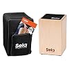 Sela SE 119 Primera Cajon Natur Einsteiger Bundle mit Sela Snare System, aufgebaut, Rucksack, Sitzpad, Schule, CD, DVD