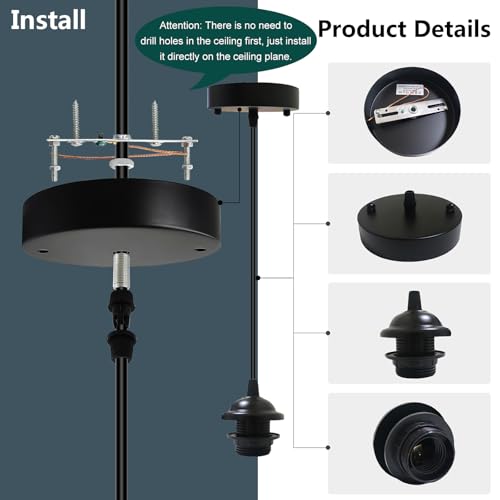 Image of Industrial Mini Pendant Light Kit, UL E26 Lamp Socket, Black