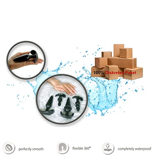 Sensual69 - A49 plug anale plug speelgoed set Bdsms set siliconen 4 in set heren seks beginners buttplug voor vrouwen en mannen, anale sonde, anale pluk, seksspeelgoed, erotiek, bont paren (zwart set) - Afbeelding 6