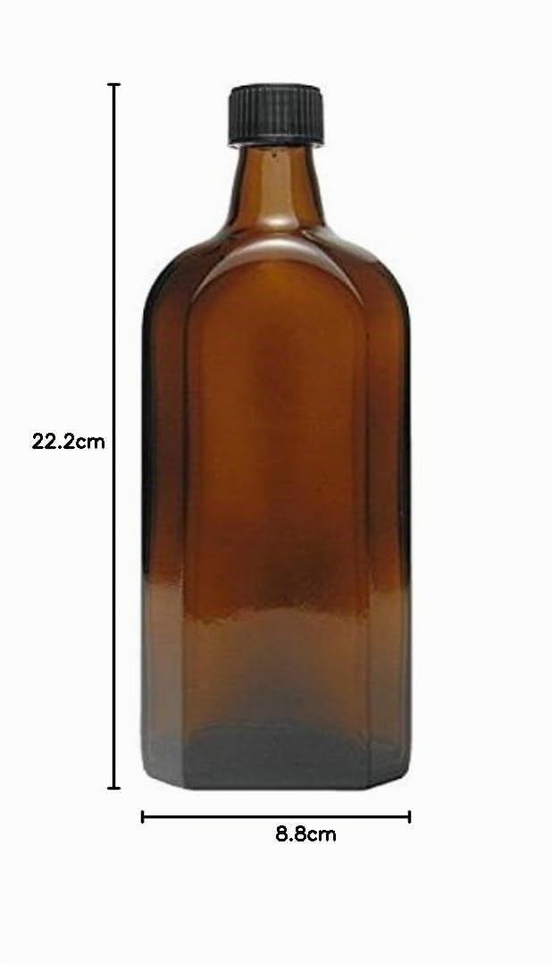 mikken - 4 Medizinflasche in Braunglas Apothekerflaschen inkl. Etiketten a 4X 500ml Schwarz