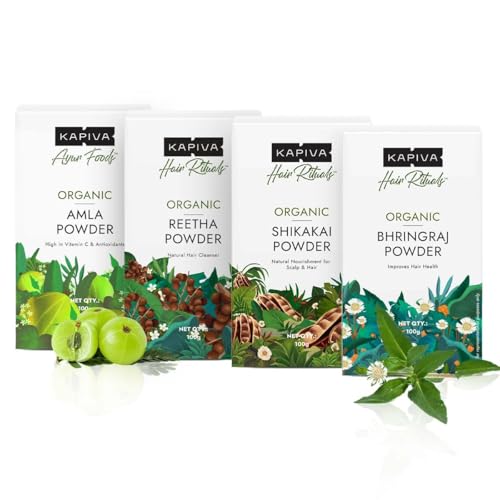 Image of Kapiva Organic Amla, Reetha, Bhringraj & Shikakai Powder | Prevents Dandruff | High Vitamin C | Conditions Hair | Natural Shampoo & Conditioner