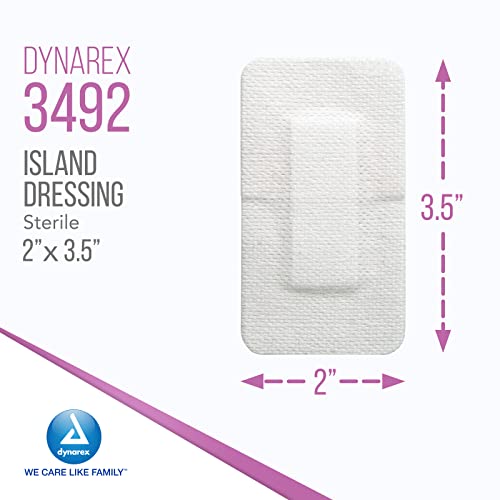 Dynarex Island Dressings – Vendajes Esteriles para Heridas o Ampollas, Empaquetados Individualmente, Altamente Absorbentes, Borde Adhesivo, Blanco, 2” x 3.5” - 6 Cajas de 50 Vendajes miniatura 2