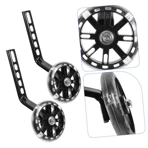 Ruedas de entrenamiento Uonlytech para bicicleta, 4 piezas, ruedas ajustables con luces intermitentes negras miniatura 7