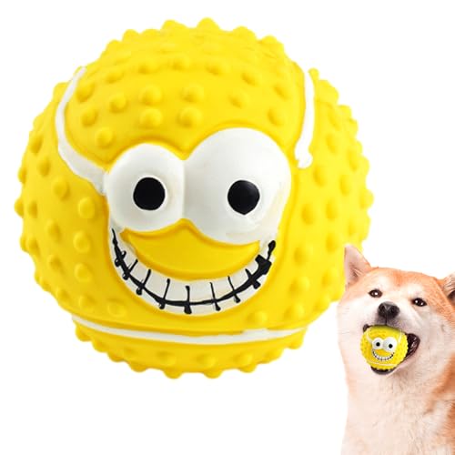 Latex Quietschender Hundespielzeug Ball Quietschende Latex Gesicht Bälle für Hunde Lustige Hüpfkauen Faceballs Hund Welpen Spielzeug für Kleine Mittlere Hunde Welpen Katzen Kätzchen Sicher Langlebig
