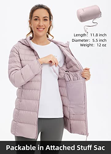 Baleaf Women's Ultralight Down Jacket Long Packable Hooded Puffer Coat Warm For Winter Light Purple Size Xl #TOP3