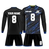 Camisetas De Futbol Camiseta de Portero Personalizado niños Adultos, Camiseta De Entrenamiento Deportivo Mangas largas Personalizar Futbol Equipacion con su Nombre número Equipo