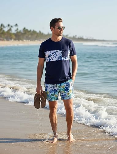 Image of PATPAT Family Matching Outfits Mommy and Me Dresses Hawaiian Tropical Vacation Beach Spaghetti Strap Dress and Shirt