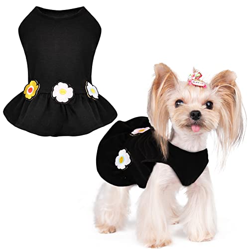 Yikeyo Yikeyo Dog Dress Classic Black Clothes for Small Dogs Girl Chihuahua Yorkies Female (Small)