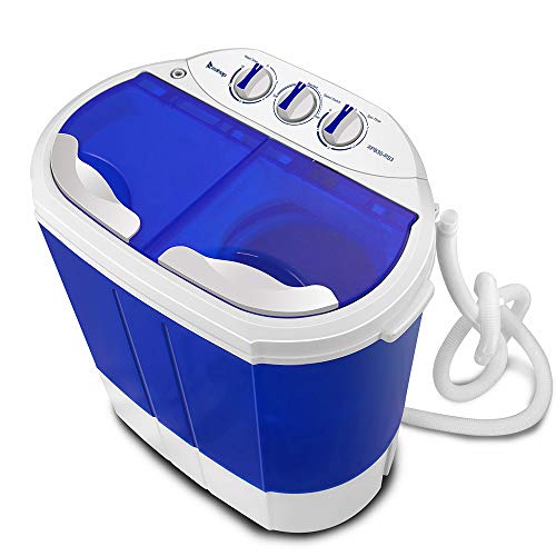YEmirth Máquina de lavar portátil, lavadora de banheira dupla, mini máquina de lavanderia compacta c