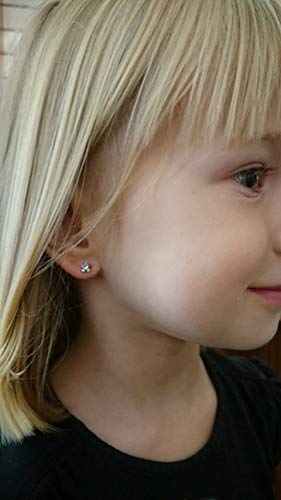 2 Pack Child Ear Piercing Gun Ear Piercing Kit Disposable Self Ear Piercing Gun Kit with 6mm Flowers Ear Stud
