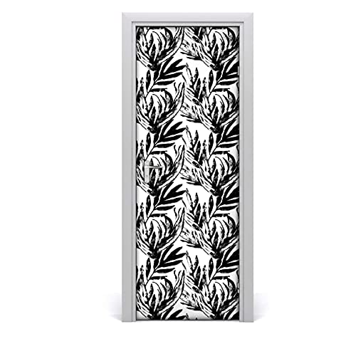 Papel pintado de puerta con hojas de monstera para salones de estilo botánico 2