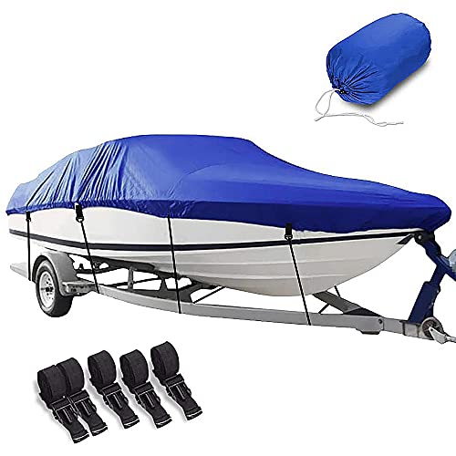 Boat Cover, HOMEYA Waterproof Trailerable Boat Covers 420D Bass Runabout Boat Cover with Adjustable Buckles for Fishing Boat Watercraft V-Hull Tri-Hull Ski Pro-Style Runabout Bass Boat - 20-22ft