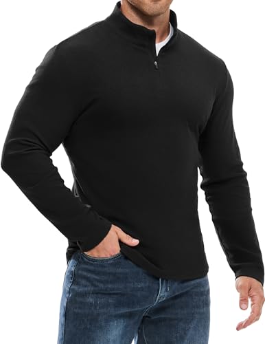 Elegancity Herren Pullover Sweatshirt Langarm 1/4 Zip Leicht gefüttertesBasic Langarmshirts für Herren Regular Fit Trainingsshirt Gym Laufshirt,Schwarz XL Elegancity Herren Pullover Sweatshirt Langarm 1/4 Zip Leicht gefüttertesBasic Langarmshirts für Herren Regular Fit Trainingsshirt Gym Laufshirt,Schwarz XL