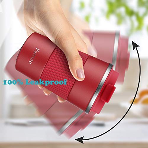 Farruto Tazas de viaje – Tazas de café reutilizables de acero inoxidable con taza de silicona, 100% a prueba de fugas… - Imagen 5