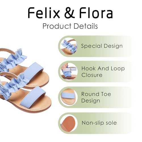 Image of Felix & Flora Toddler Girl Sandals - Little Girl Easter Dress Shoes Lightweight Open Toe Beach Holiday Flats