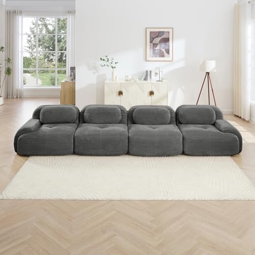 Image of Corduroy Modular Sectional Sofa, Oversized Cloud Couches for Living Room