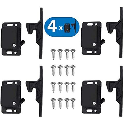 4 Pack Grabber Catches 10 LB Pull Force Cabinet Doors Push to Close Latch RV Drawer Latches and Catches Hardware Baby Proof for Camper, Home, Kitchen, Bathroom, Office Cover