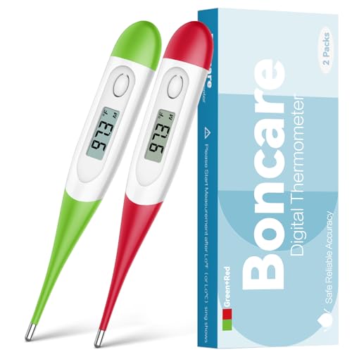 Thermometer for Baby, 2 Packs, Rectal Digital Thermometer with 10 Seconds Fast Reading (Green+Red)