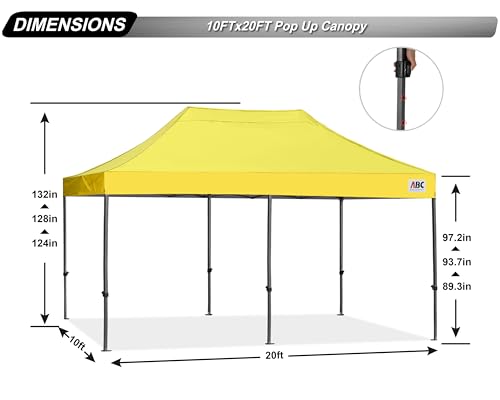 Image of ABCCANOPY Patio Pop Up Canopy Tent 10x20 Commercial-Series (Yellow)