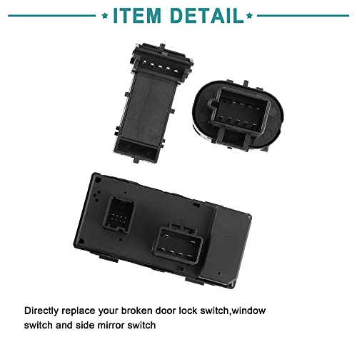 Acropix Front Driver Side Door Lock Switch Power Master Window Switch Side Mirror Switch Fit For Chevrolet Silverado 1500 - Pack Of 3 Black #TOP4