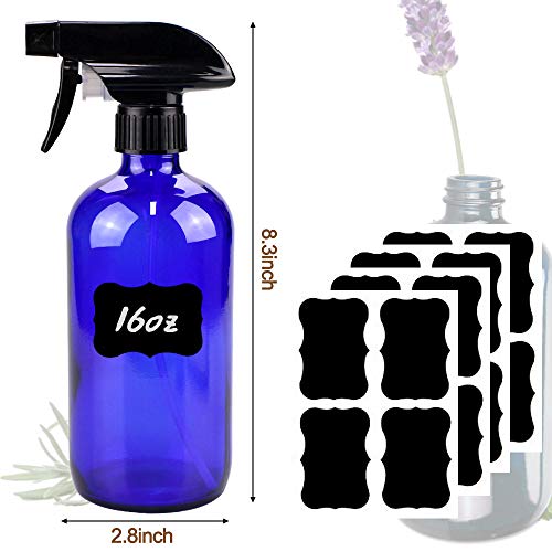 Image of Bontip Spray Bottle, Spray Bottle Set & Accessories for Non-toxic Window Cleaners Aromatherapy Facial Hydration Watering Flowers Hair Care (Black,Blue)