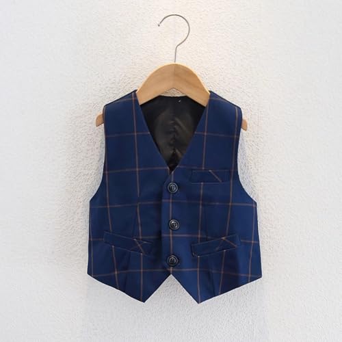 Boys Girls Cute Plaid Button Down Suit Vest Casual Sleeveless Wedding Prom Party Waistcoat for Kids 2-15 Years2