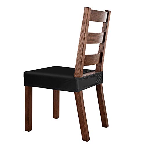 Yisun Dining Chair Covers, Solid Pu Leather Waterproof And Oilproof Stretch Dining Chair Protector Cover Slipcover (Black, 4 Pack) #TOP7