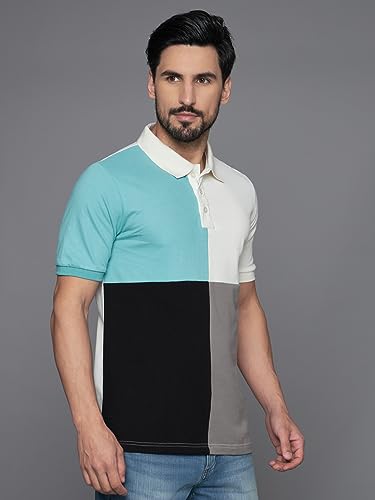 Image of THE DRY STATE Men's Basic Fit Textured Stand Collar Henely T-Shirt