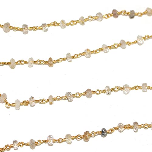 Chaîne de rosaire quartz rutile doré 3mm facetté en fil plaqué or pour bijoux DIY ROS-0451
