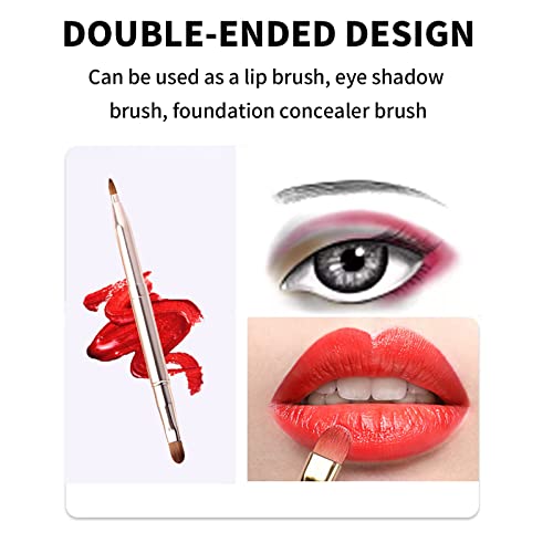 Lip Brush For Lipstick Lip Liner Brushes Double-Ended Lip Brush Applicators Flat Lipstick Gloss Creams Portable With Cap For Women Girls As Christmas Gift And Halloween Makeup Tools (Gold) #TOP3