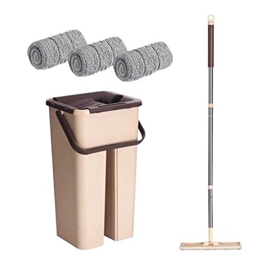 Sentuca Flat Squeeze Mop and Bucket - Hand-Free Wringing Floor Cleaning Mop (3×Microfiber mop Cloth)