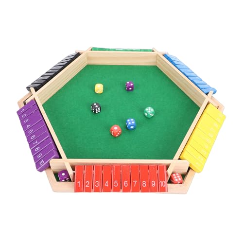 NOENNULL Close The Box Juego de Dados de 6 Caras, 10 Números, Tablero de Madera, Juego de Matemáticas para Fiesta en Casa, Pub, Tablero de Madera, Juego de Dados de Mesa para 2-6