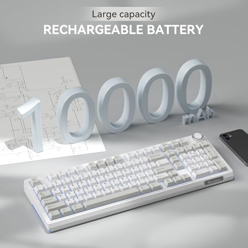 Image of SOLAKAKA KI99 Pro 96% Wireless Mechanical Keyboard, RGB Gaming Keyboard, Hot-Swappable Pre-Lubed Switches, Gasket Structure Creamy Keyboards (Graywhite, Silent Switch)