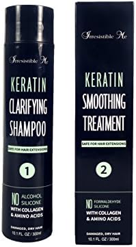 Keratin + Collagen Hair Smoothing Treatment 10oz/300ml. Formaldehyde Free. Repairs and Straightens All Hair Types. Brazilian Blowout Straightening Kit (Kit Shamp+Treat)