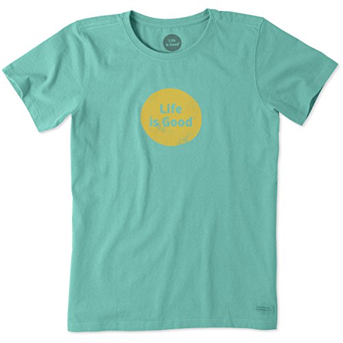 Life is good Women's Crusher Dot Logo T-Shirt (Teal Blue)