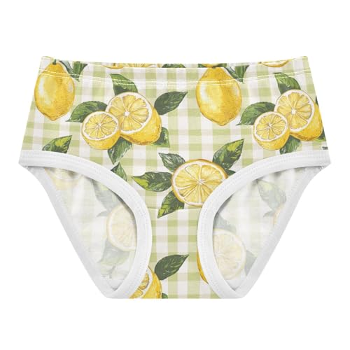 ZZKKO Yellow Lemon Green Checkered Girls Underwear Toddler Panties for Girls Comfort Brief Size 2T-8Y