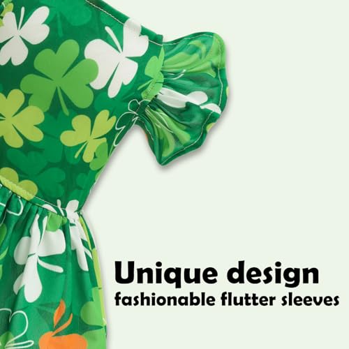 Image of CuteBone Frilly Dog Dress Princess Puppy St.Patrick's Day Dresses with Ruffled Sleeves Cat Clothes Outfit for Small Dogs Girl Pet Apparel