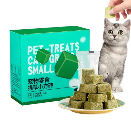 Bocadillo De Hierba De Gato – 60 G Liofilizados Gránulos Y MiniCuadrados, Bocadillos Naturales y Saludables De Gato Para Apoyar La Digestión, Depilación Del Pelo, Crecimiento De Las Mejillas Y Peso