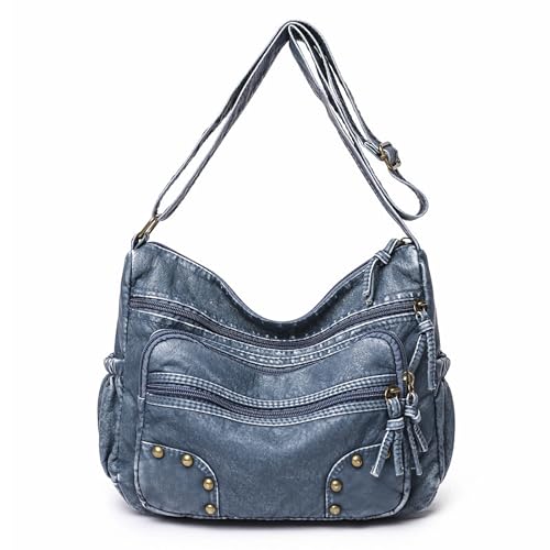 LassZone Soft Leather Handbags for Women Multi-pocket Crossbody Bag Waterproof Shoulder Bag Ladies Satchel Casual Messenger Bags